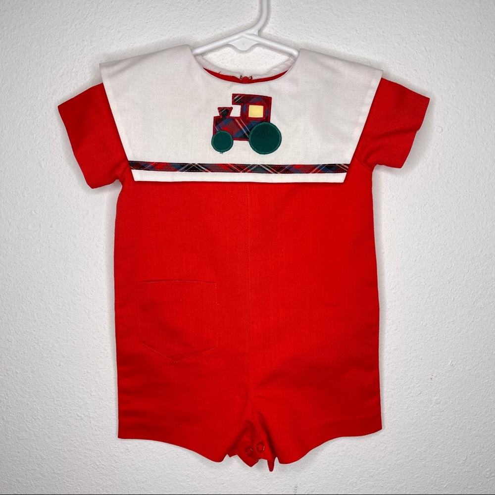 sweet red john john jon jon tractor appliqué collar